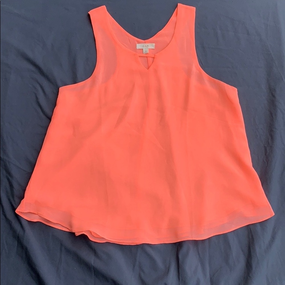 E n’ M neon peachy coral flowy tank